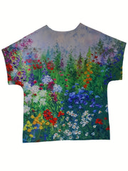  Floral Print Short Sleeve Blouse
