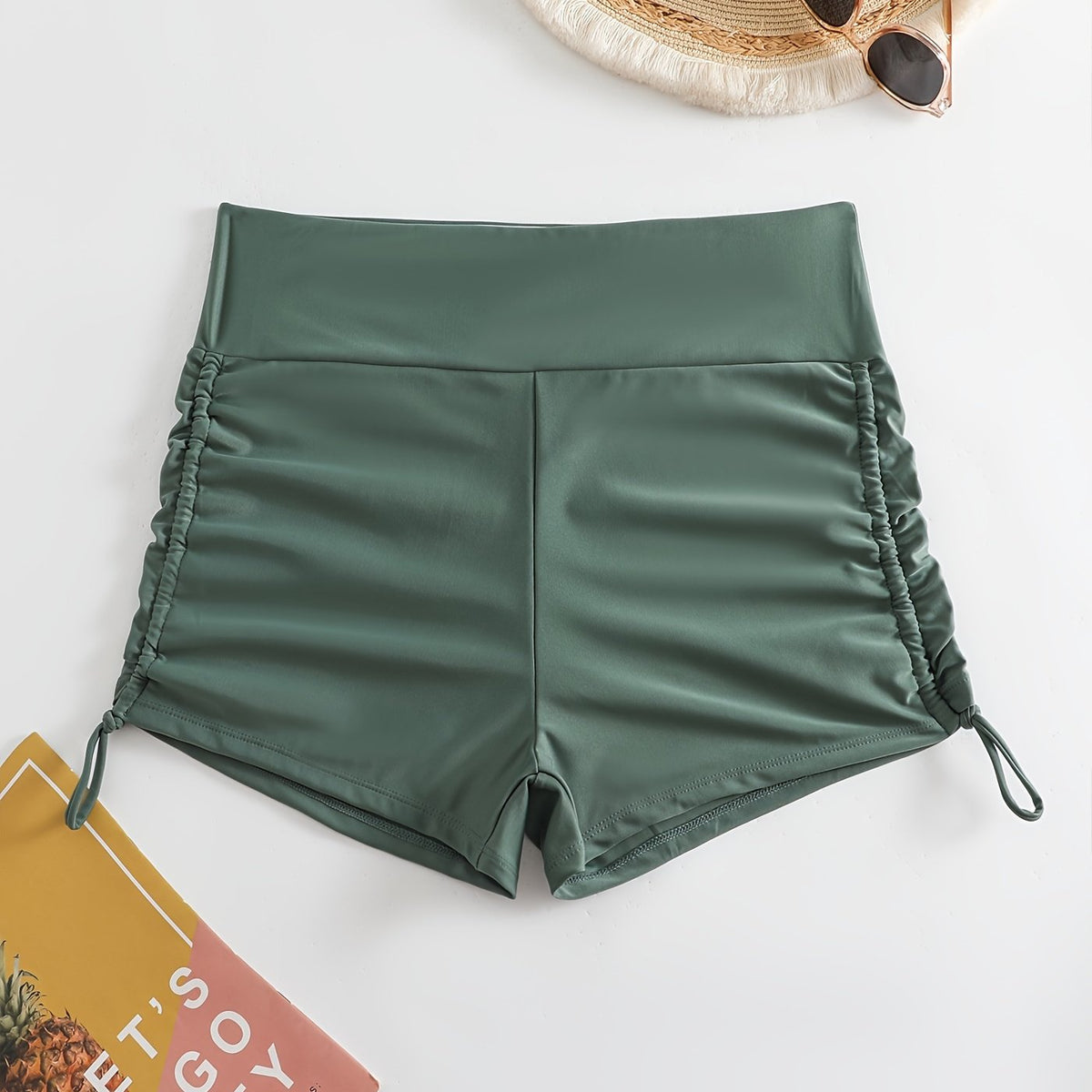  Vacay Bikini Bottoms Solid High Waisted Beachwear Shorts