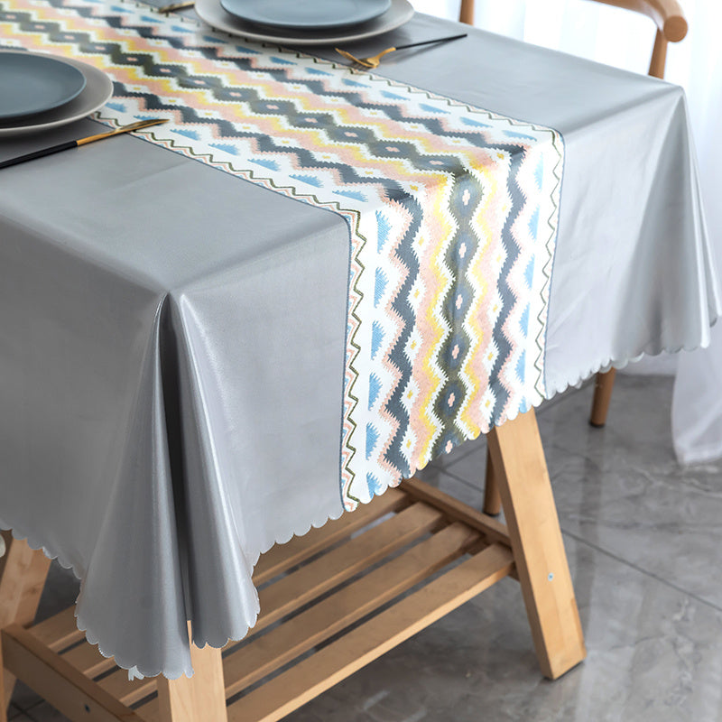 Waterproof Grey Table Runner Odourless Fabric TPU Tablecloth