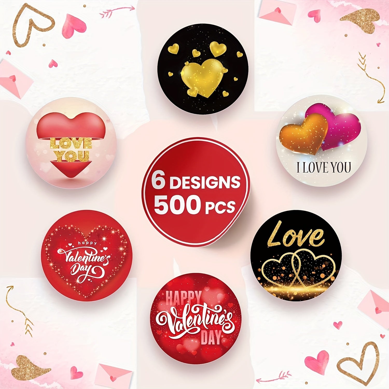 500pcs 2.54cm Love Stickers Crafts Stickers Classroom Decoration Stickers