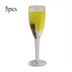 5pcs 1:12 Scale Cocktail Glasses Yellow Plastic Dollhouse Accessories