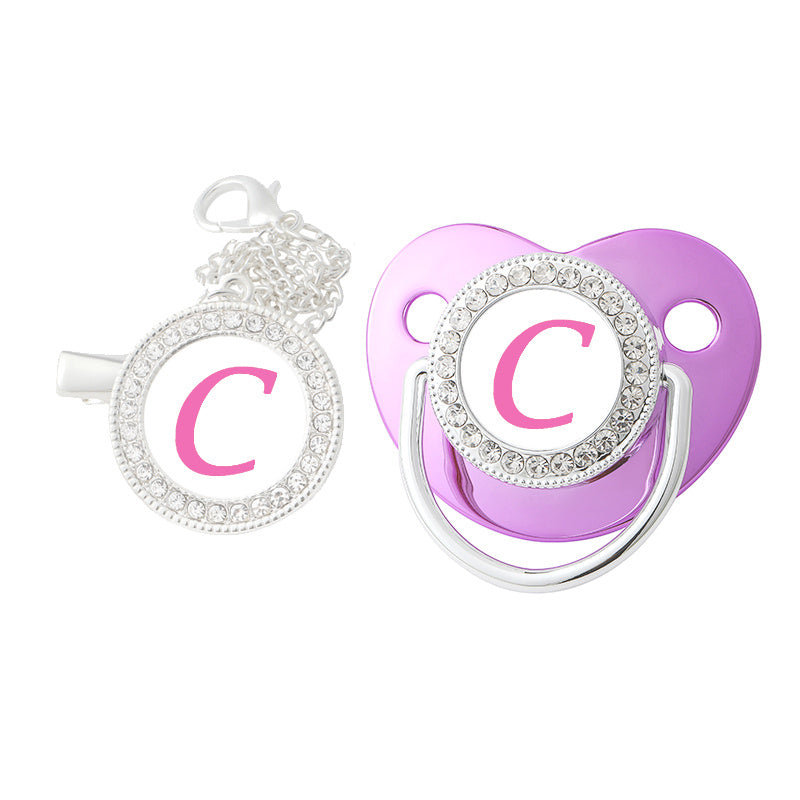 Hot Baby Alphabet Luminous Purple Nose Point Drill Chain Clip
