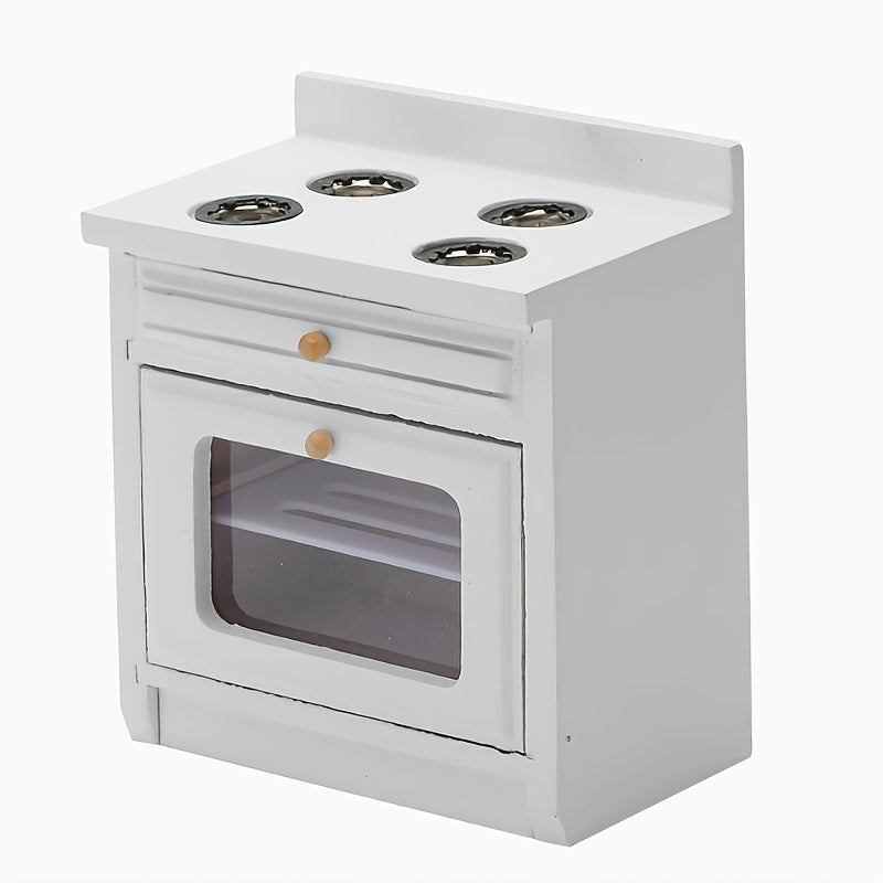 1:12 Scale Kitchen Set 4pcs Wooden Cabinets Sink Countertop Oven & Stove