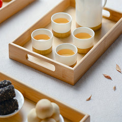Bamboo Serving Tray Coffee Breakfast Tea Storage Container Decor