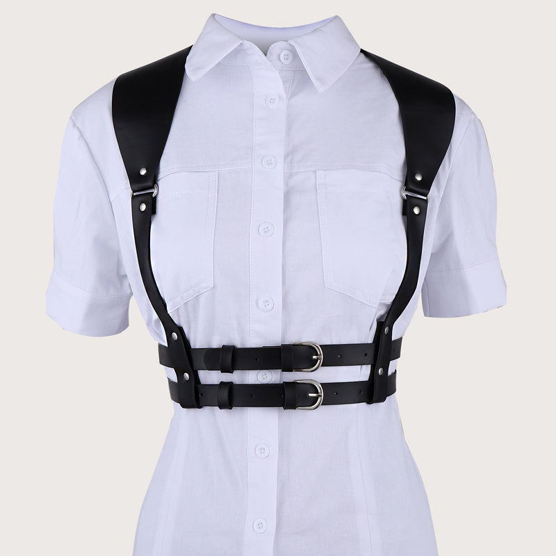 Women's PU Leather Harness Belt Punk Body Chain Waist Belt Halter