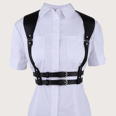Women's PU Leather Harness Belt Punk Body Chain Waist Belt Halter