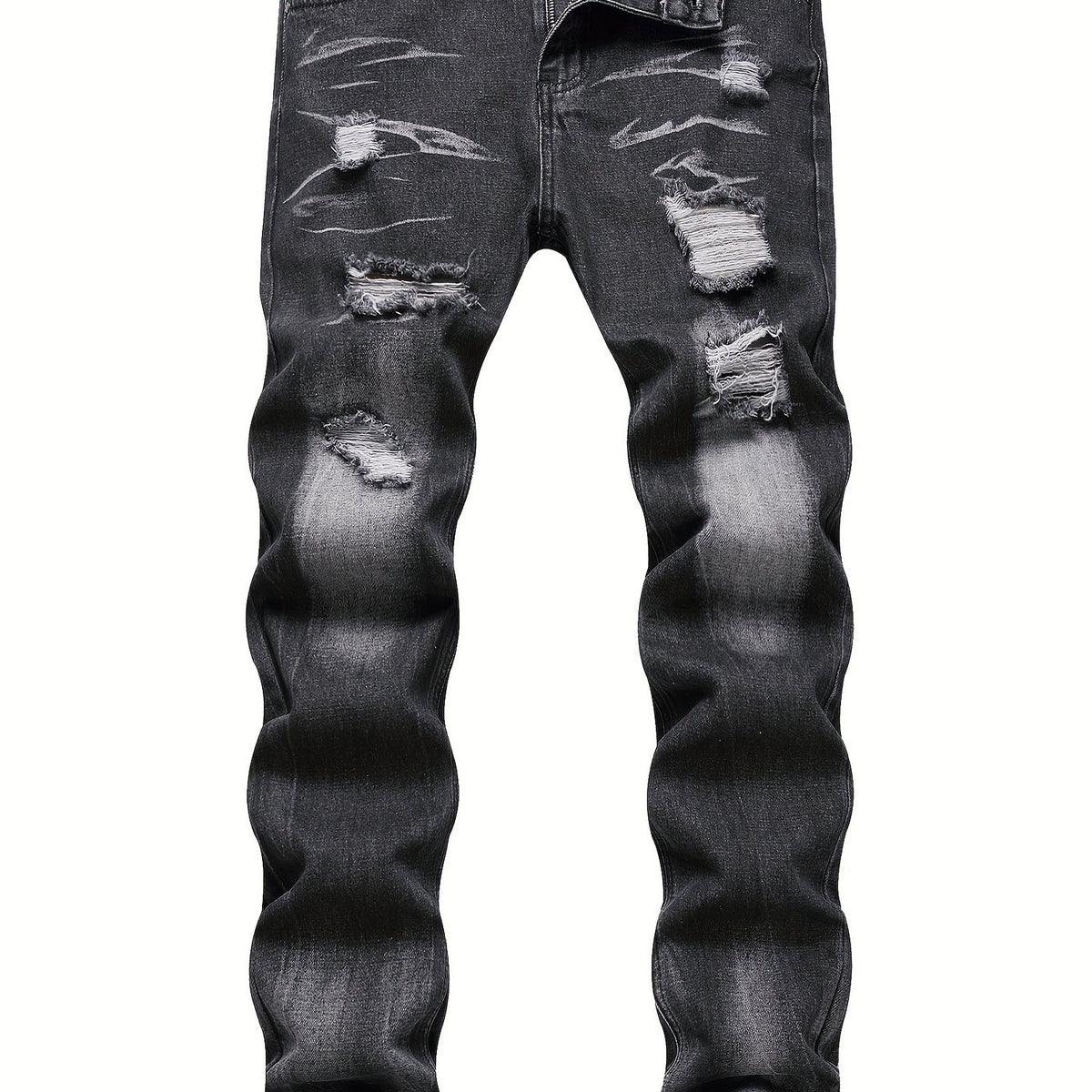 Slim Fit Ripped Jeans Mens Casual Street Style Distressed Denim Pants