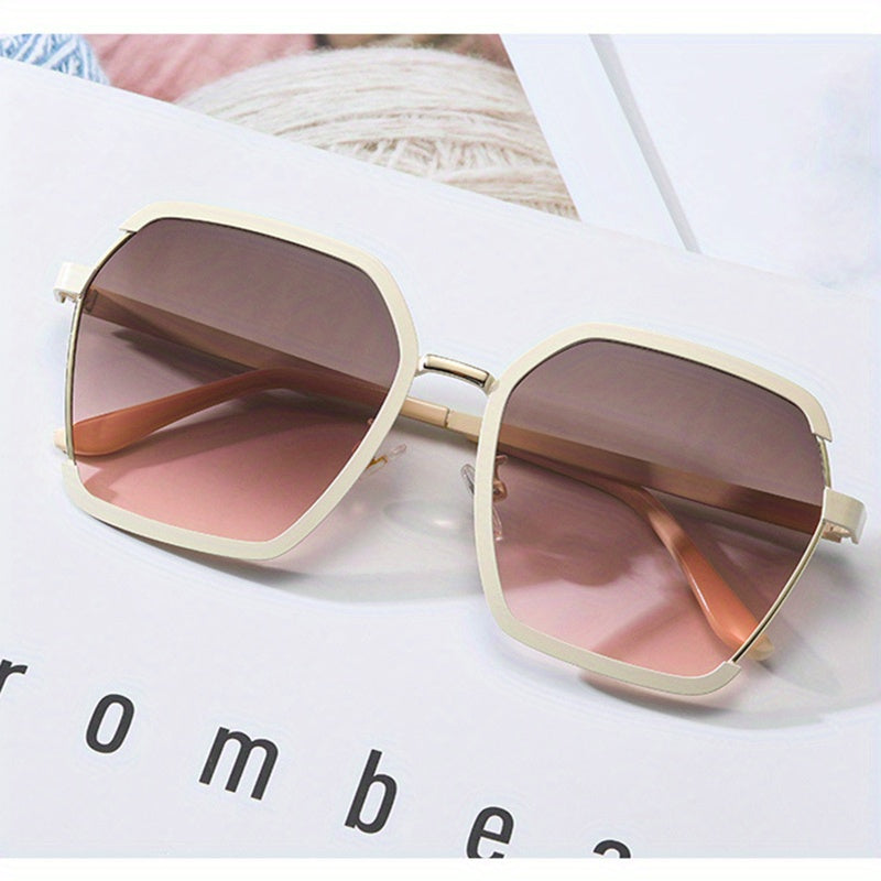 Retro Metal Sunglasses Large Semi Rimless Gradient Glasses UV400