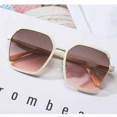 Retro Metal Sunglasses Large Semi Rimless Gradient Glasses UV400