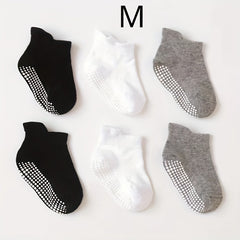 6 Pairs Boy's Non Slip Socks Cotton Blend Bottom Rubber Dot Soft Socks