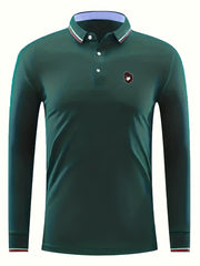 Men's Vintage Wolf Graphic Polo Shirt Casual Lapel Button Up Polo Shirt