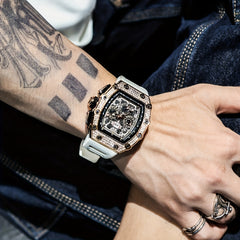 Hollow Ghost Head Rhinestone Men's Watch