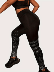  Polka Dot Print Wide Waistband Fitness Leggings