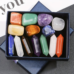 14Pcs Natural Pointed Quartz Crystal Chakra Stones Healing Crystals