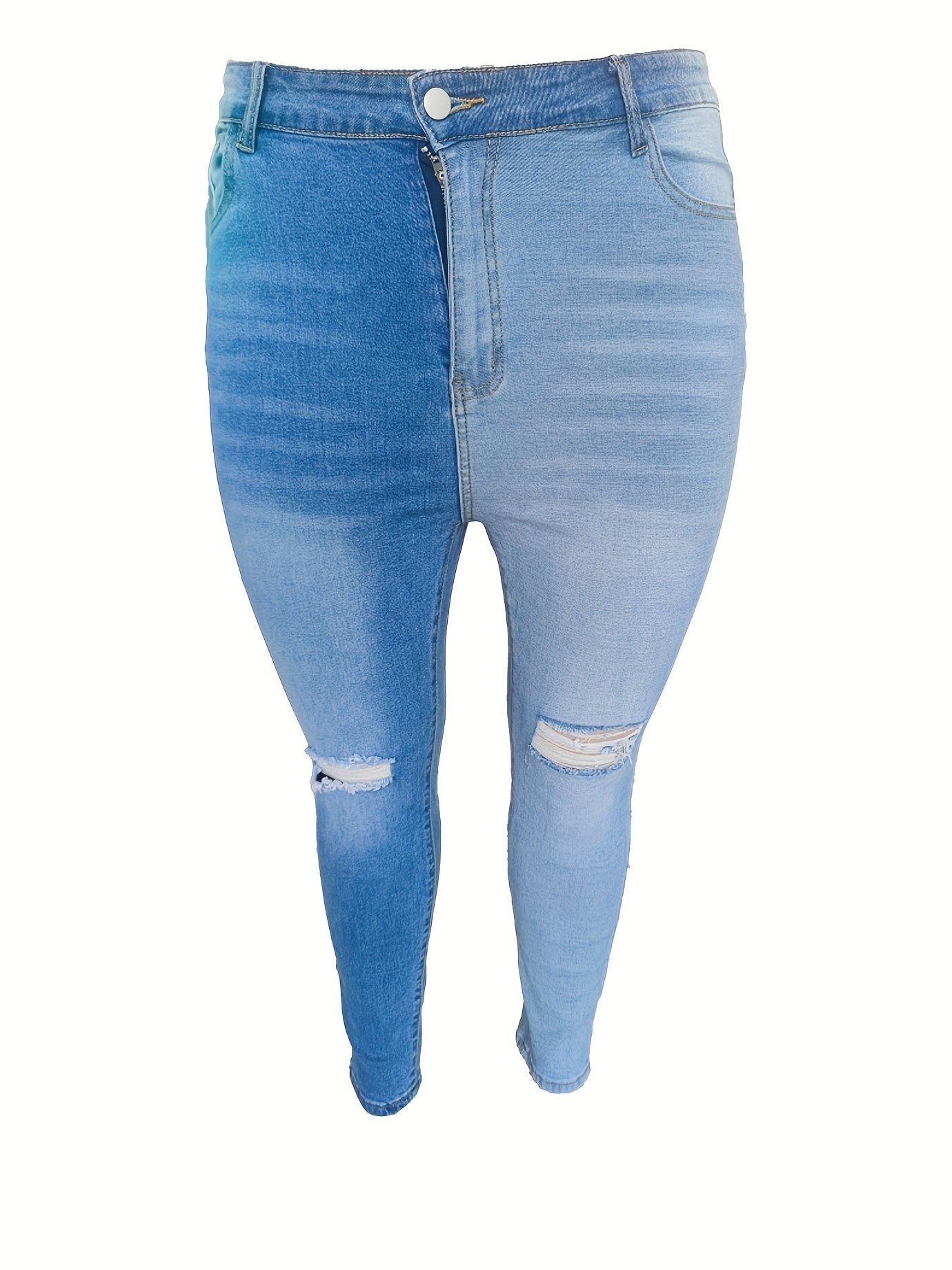  Colorblock Ripped High Rise Skinny Jeans