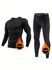 Men's Thermal Long Sleeve T-shirt & Pants Set Quick Dry Fitness Outfit