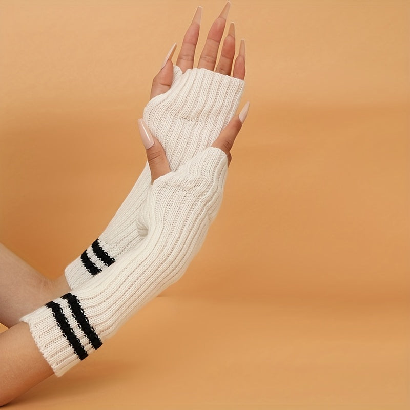 Knitted Sleeve Arm Cover with Thumb Hole for Autumn & Winter