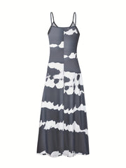 Women's Plus Tie Dye Round Neck Maxi Dress