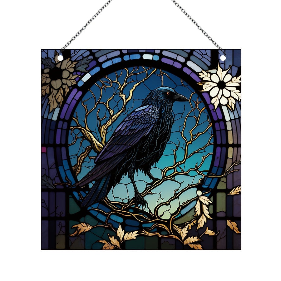 Halloween Acrylic Scary Window Hangings with Crow Design