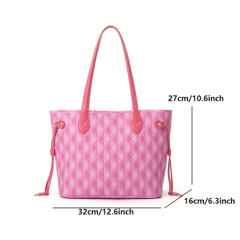 Vintage Geometric Print Tote Bag Retro Shoulder Bag & Purse