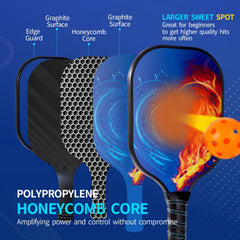 Carbon Fiber Pickleball Rackets Bundle w/ Balls & Backpack
