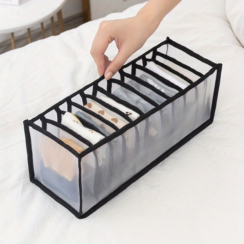 11 Grids Mesh Closet Shelf Organizer for Socks - Foldable Drawer Storage Box