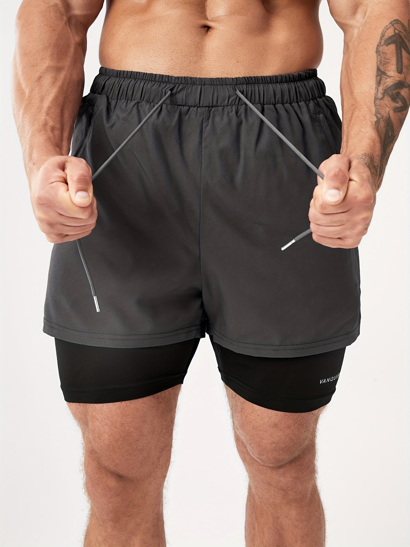 Quick Dry Mid Stretch Shorts Men's Outdoor Gym Workout