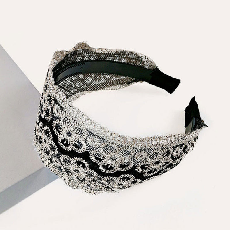 Star Lace Wide Brimmed Headband Holiday Hair Hoop