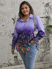  Boho Blouse Floral Print Long Sleeve Button Up Shirt