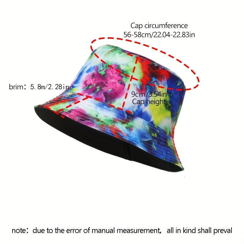 Tie Dye Print Bucket Hat Foldable Fisherman Cap
