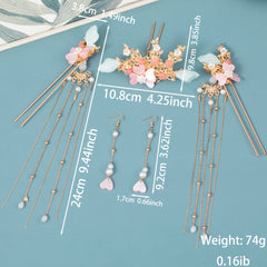 Ancient Style Flower Headdress Set Hairpin Earrings Women's Hair Accessories