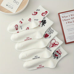 Girls Kids Heart Cupid Pattern Socks Cotton Crew Socks