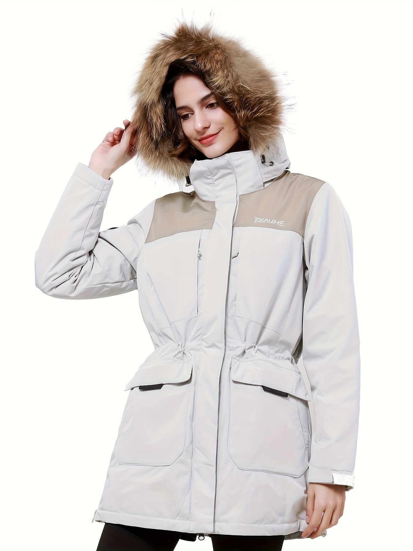 Women's Contrast Winter Down Jacket Thick Warm Sports Puff Coat