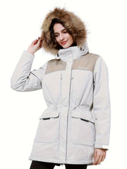 Women's Contrast Winter Down Jacket Thick Warm Sports Puff Coat