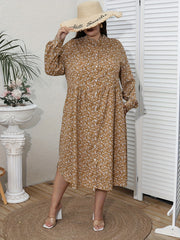  Floral Print Long Sleeve Shirt Dress