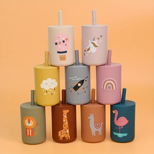6oz Silicone Kids Cups with Straws and Lids for Training