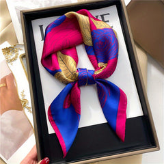 Camellia Print Satin Scarf Bandana Shawl