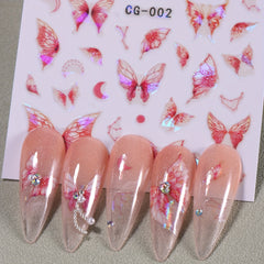 6pcs Butterfly Nail Art Stickers Self Adhesive Shimmering Decals