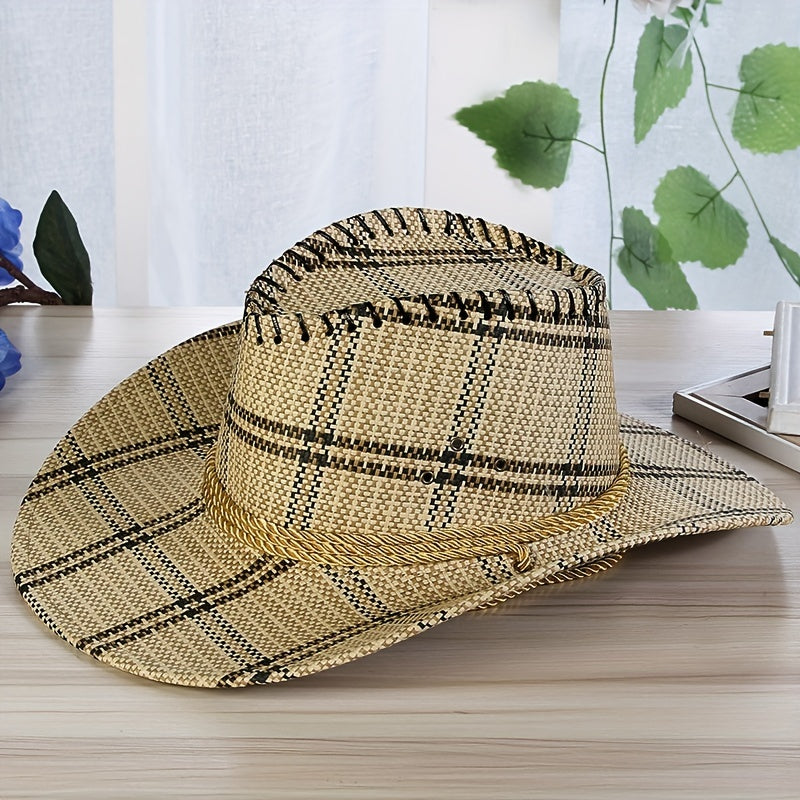 Plaid Western Sunshade Cowboy Hat for Men