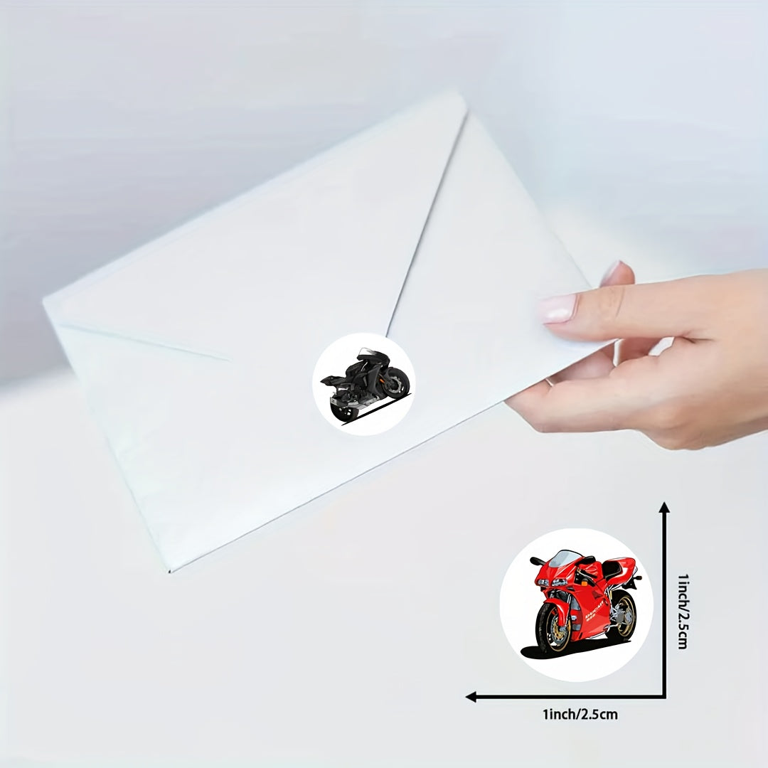 500pcs Waterproof Motorcycle Sticker Roll - 8 Unique Designs Vinyl Decals