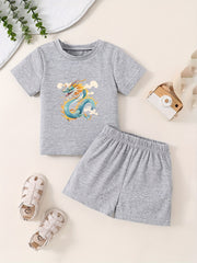 Toddler Kid Cartoon Pattern T-shirt & Shorts Set