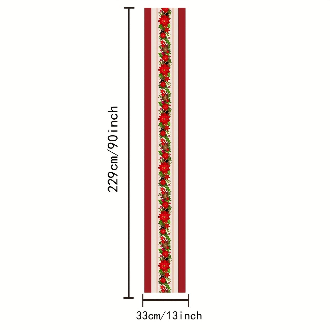 1pc Merry Christmas Table Runner Red Bell Printed Holiday Desktop Decoration