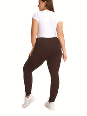 High Rise Solid Leggings Plus Size Women's High Stretch Skinny Pants