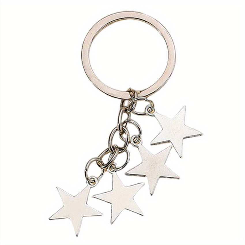 Pentagram Moon Star Keychain Pendant for Couples
