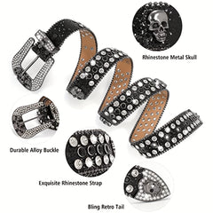 Western Rhinestone Belt Cowgirl Bling Studded Leather Men Women
