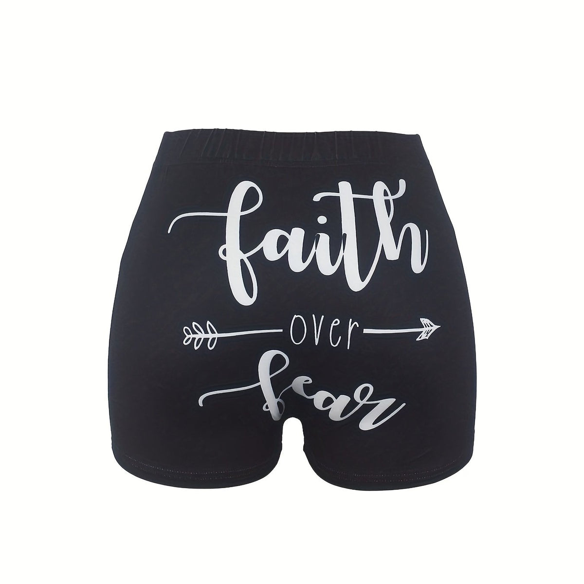 Faith Print Skinny Shorts Women's Casual Shorts