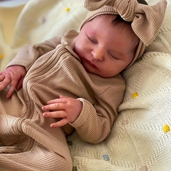 Realistic 50 Reborn Baby Doll Soft Cloth Body Light Brown Hair