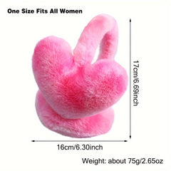 Women's Heart Shaped Plush Earmuffs - Winter Outdoor Use