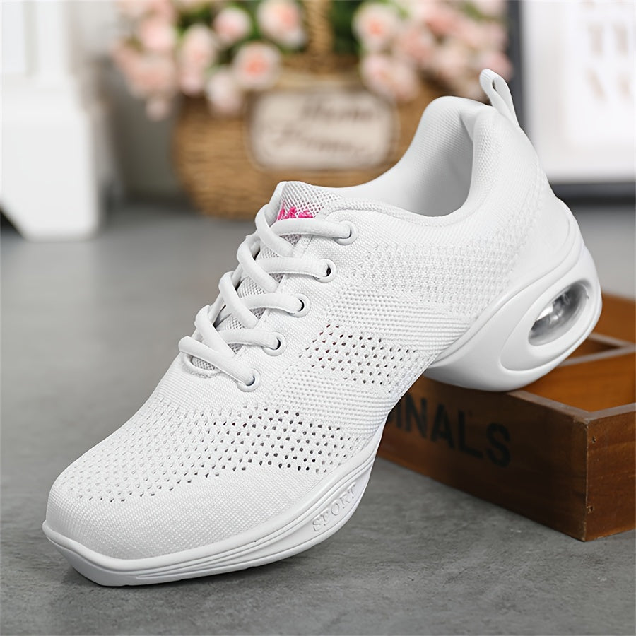 Women's Mesh Dance Shoes Breathable Fitness Casual Lace-up Shoes