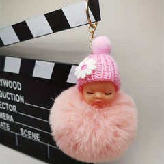 Cute Wool Hat Doll Plush Key Chain Car Pendant